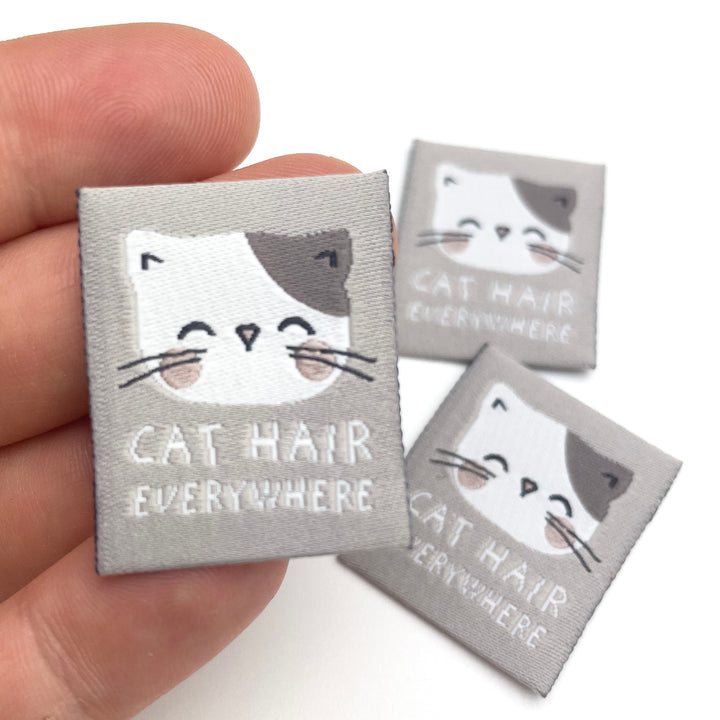 3 Weblabel „Cat hair everywhere“ - Graubeige