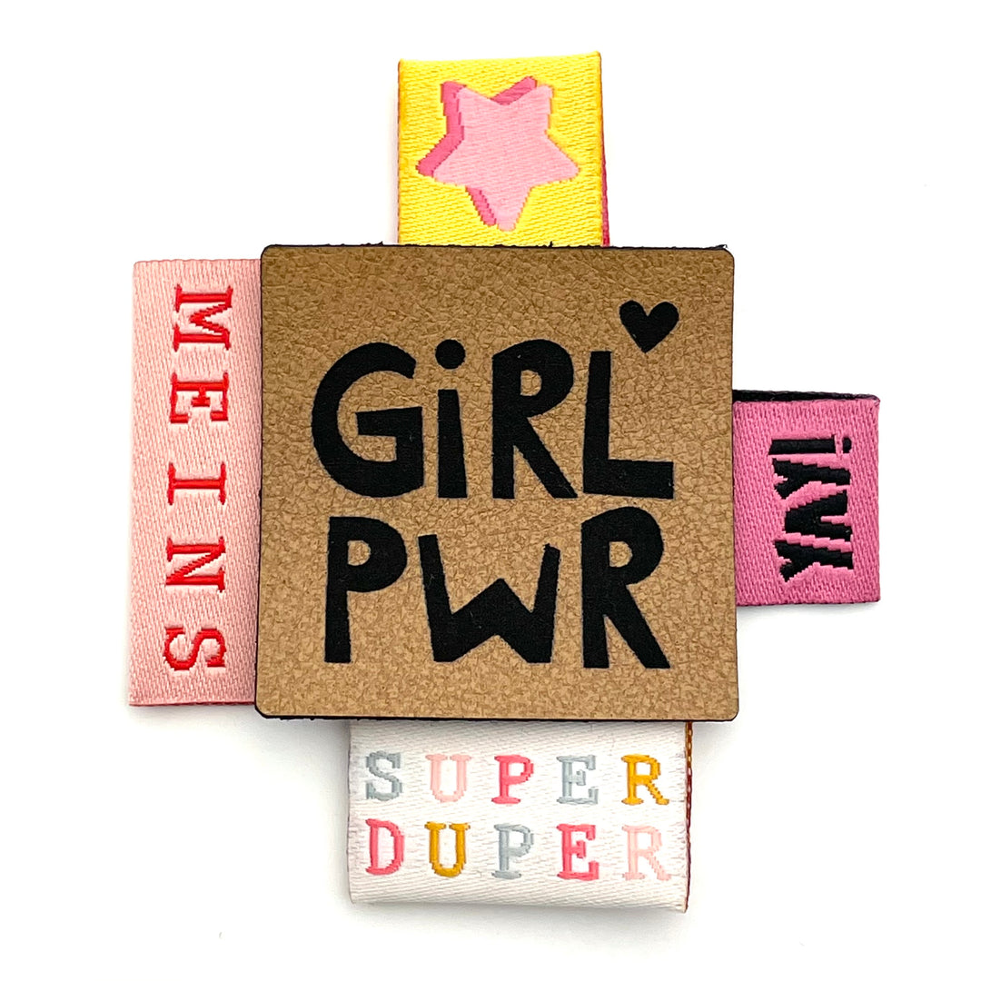 1 Kunstlederlabel "GIRL PWR" - Braun