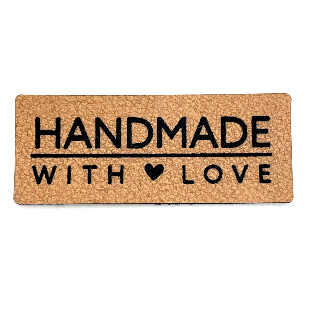 1 Kunstlederlabel "Handmade with love"- Braun
