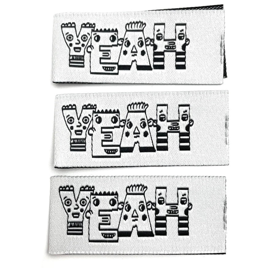 3 Weblabel „Yeah!“ witzige Buchstaben - Weiß