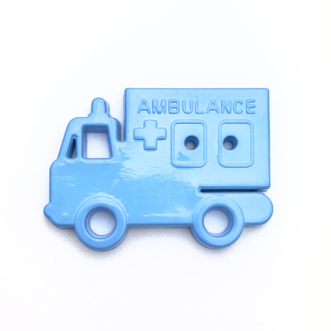 1 Knopf Krankenwagenauto - Hellblau
