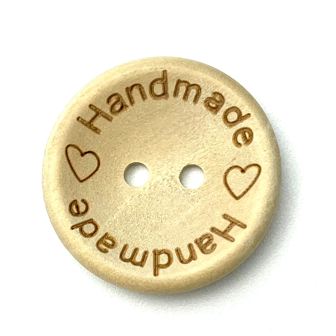 1 Holzknopf "handmade with Love" 25mm