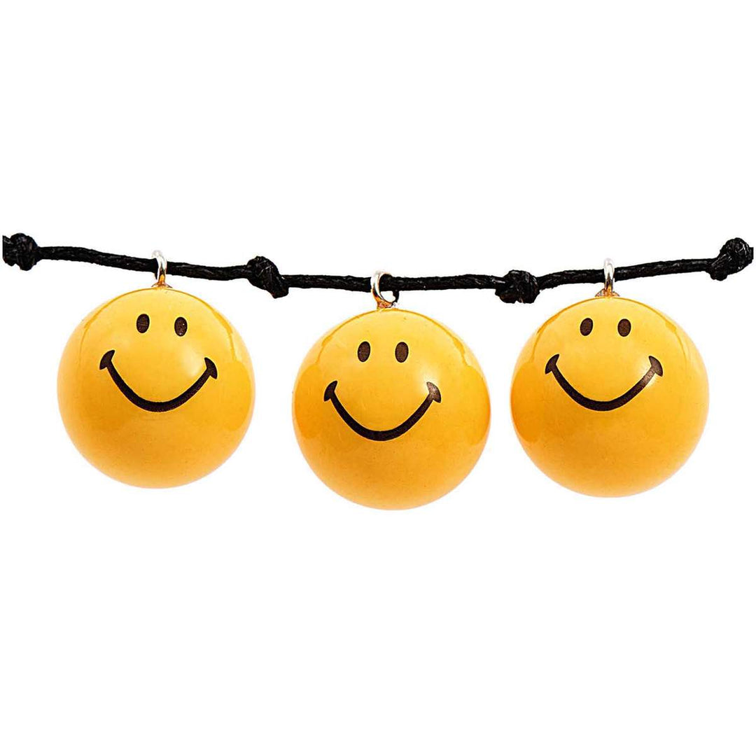 4 Smiley Anhänger - gelb 16 mm