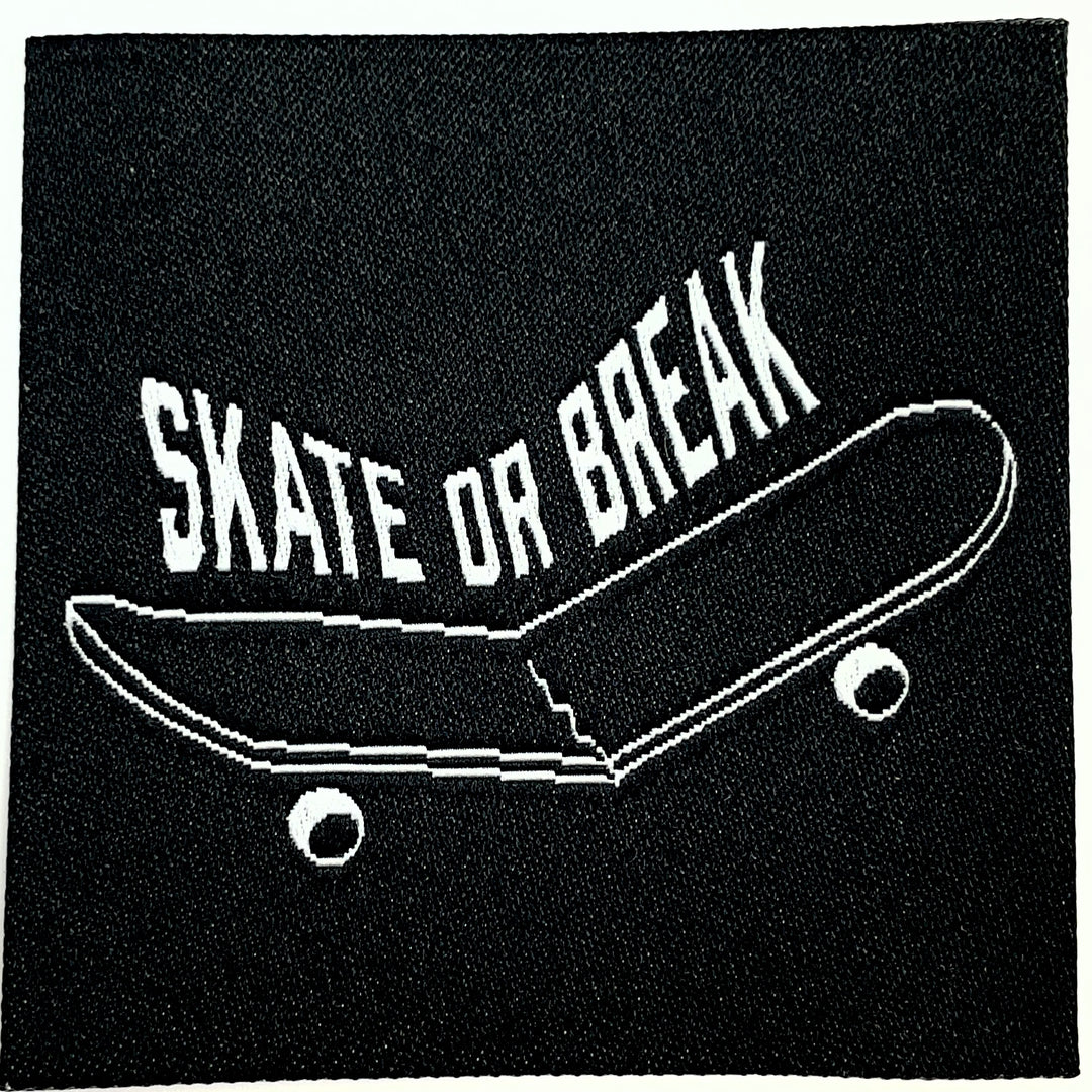 Weblabel „skate or break" - Schwarz - 1 Stück