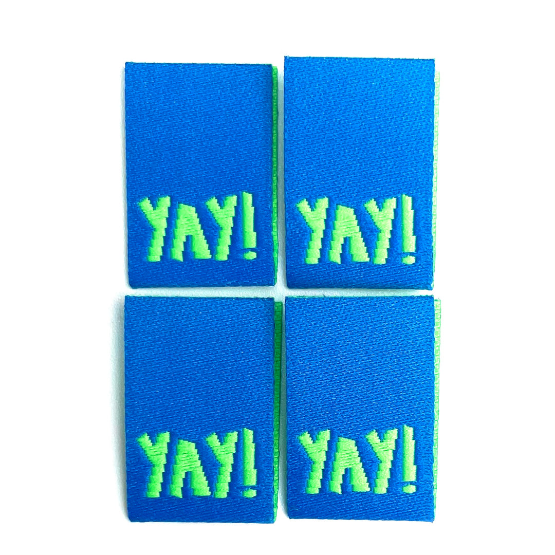 Weblabel YAY! - Blau Neongrün - 4 Stück