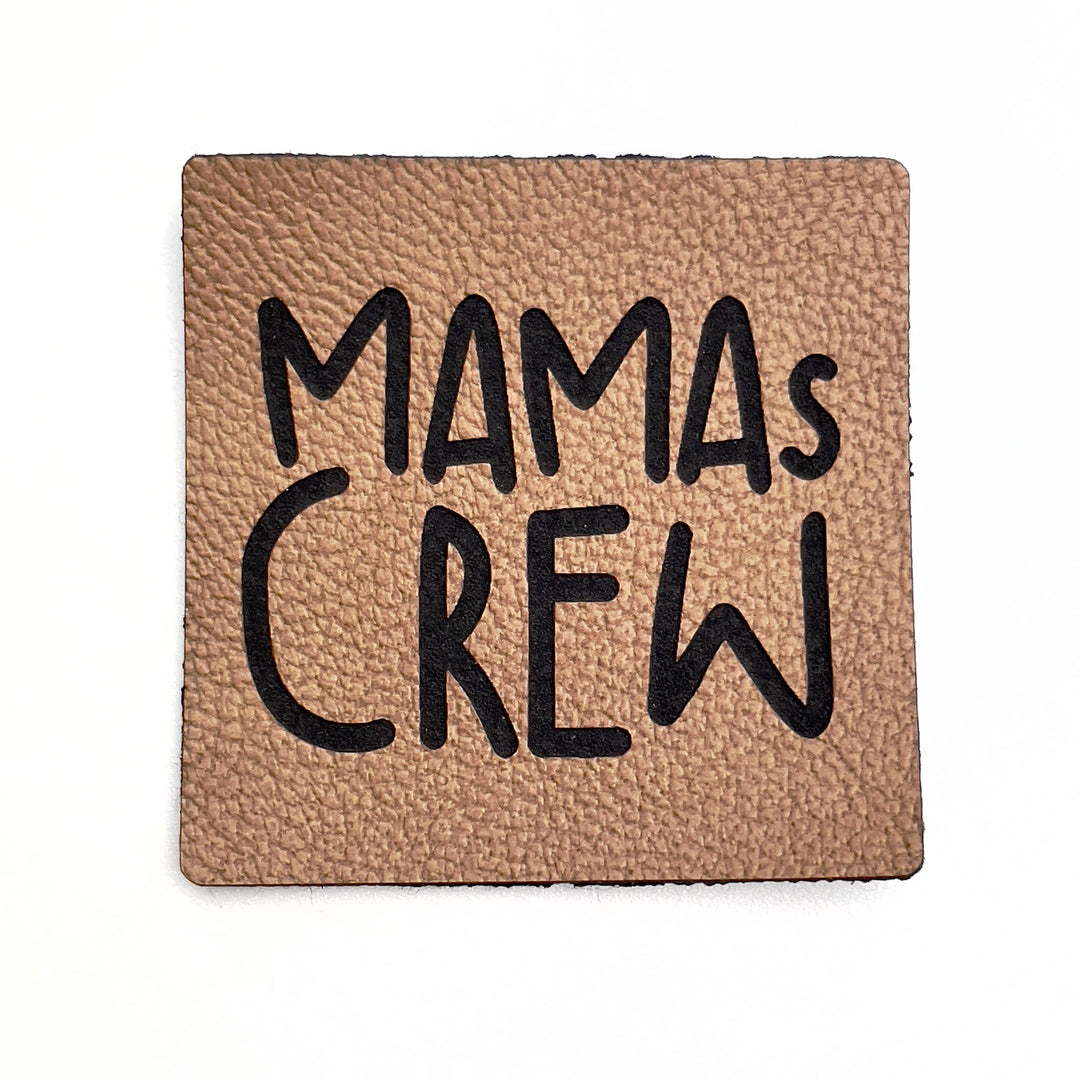 1 Kunstlederlabel "Mamas Crew" - Braun