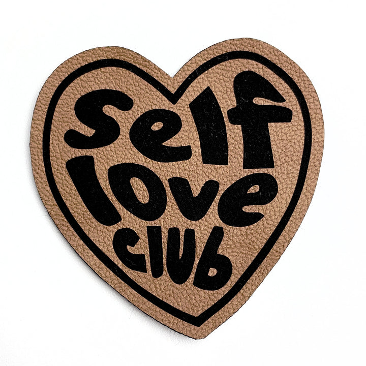 1 Kunstlederlabel "Selflove Club" - Braun