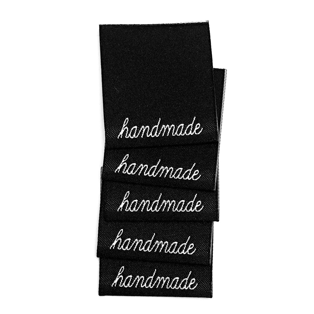 Blanko Weblabel „handmade“ - Schwarz  - 5 Stück