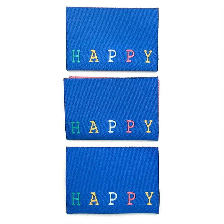 3 Weblabel „happy“ - Blau