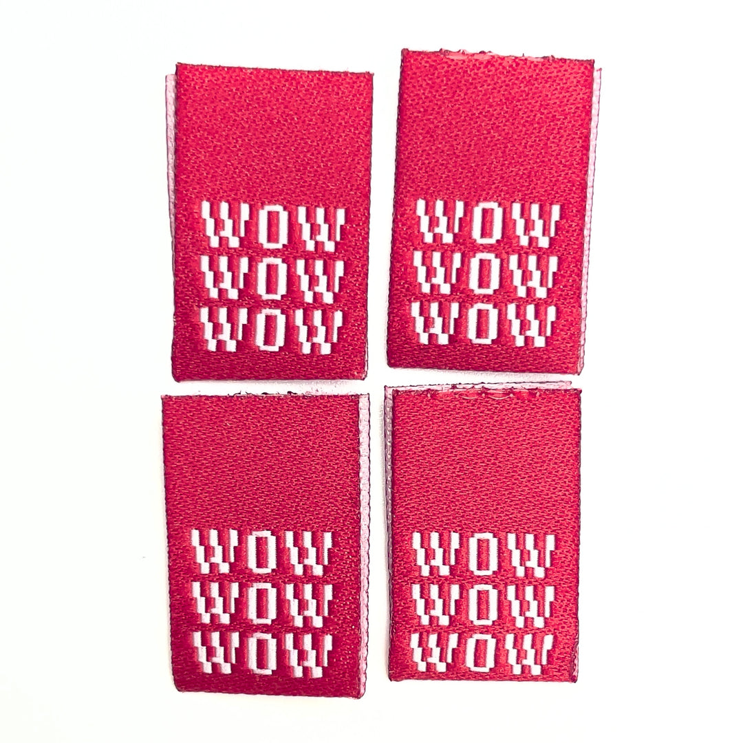 Weblabel "wow wow wow" - Rot - 4 Stück