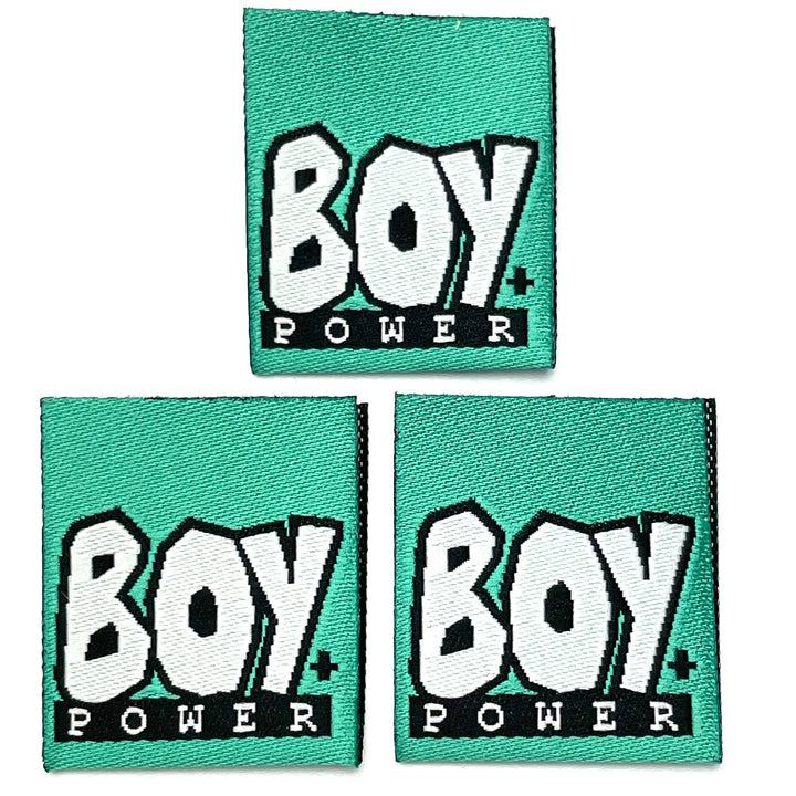 Weblabel „BOY POWER“ - Grün - 3 Stück