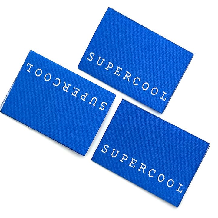 Weblabel „supercool“ - Blau - 3 Stück