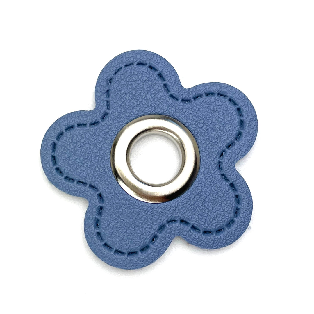 1 Blumen Ösenpatch 8mm - Blau Nickel