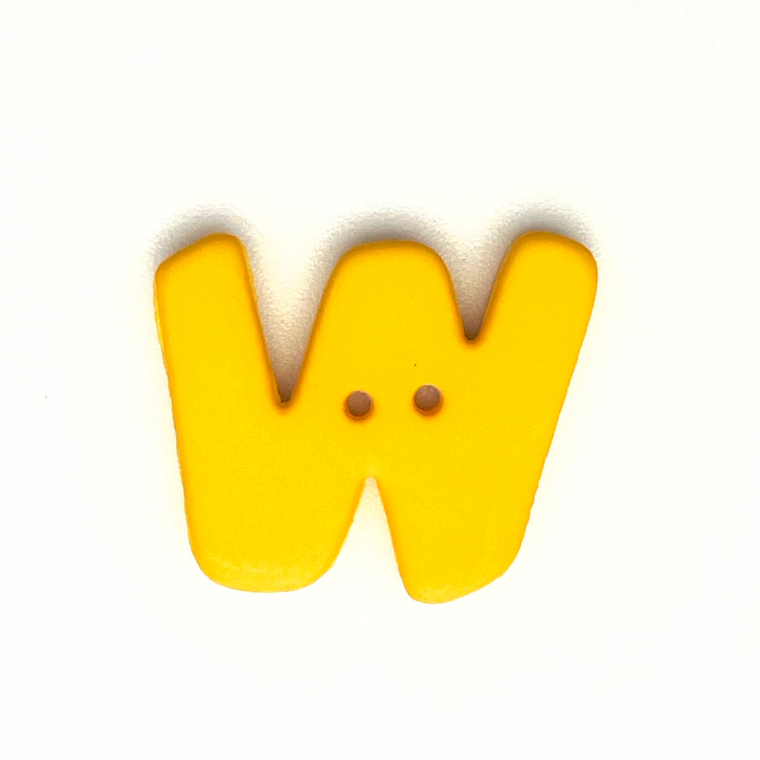 1 Buchstabenknopf 18mm - W Gelb
