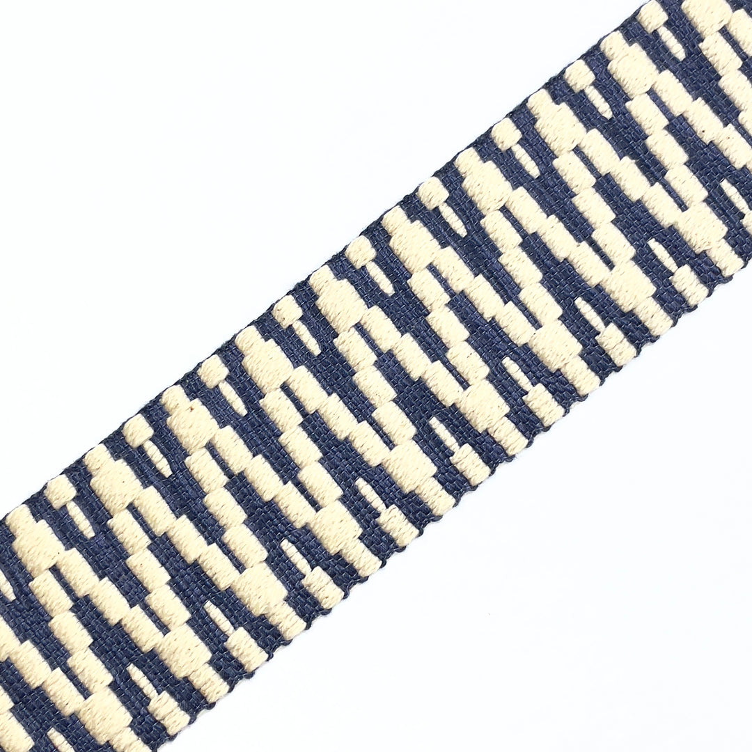 0,5 m Gurt/ Taschenband 40 mm - Streifen Ecru/Navy