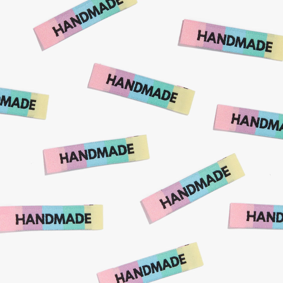 10 Weblabel "Handmade" Regenbogenfarben